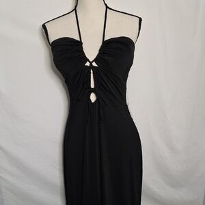 NWT Express Black Floor Length Backless Halter Dress